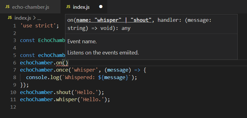 IntelliSense in Visual Studio Code.